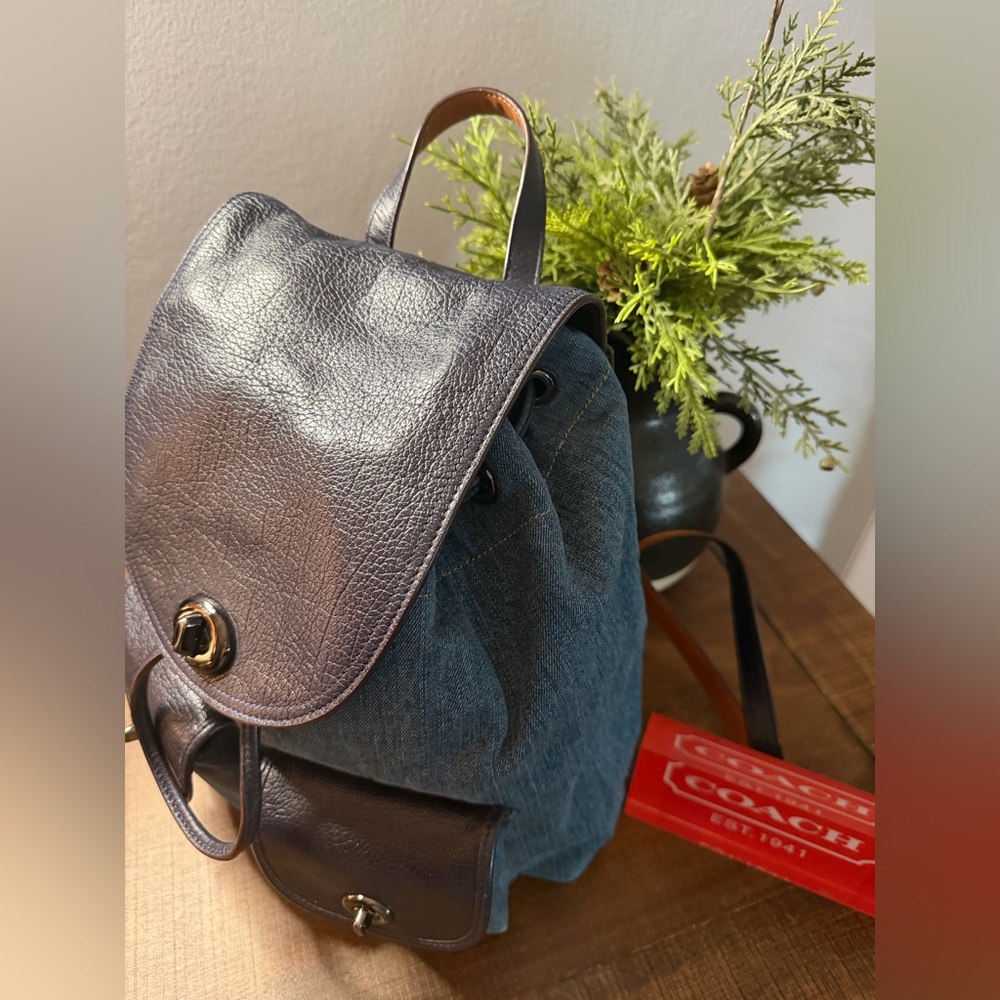Coach Rucksack Backpack in Colorblock Denim - Picture 4 of 15